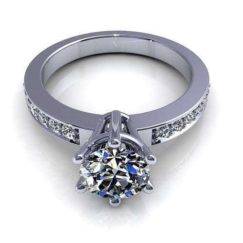 Cost - Effective 0.70 CT Round Cut Diamond Engagement Ring in 14 KT White Gold - Primestyle.com