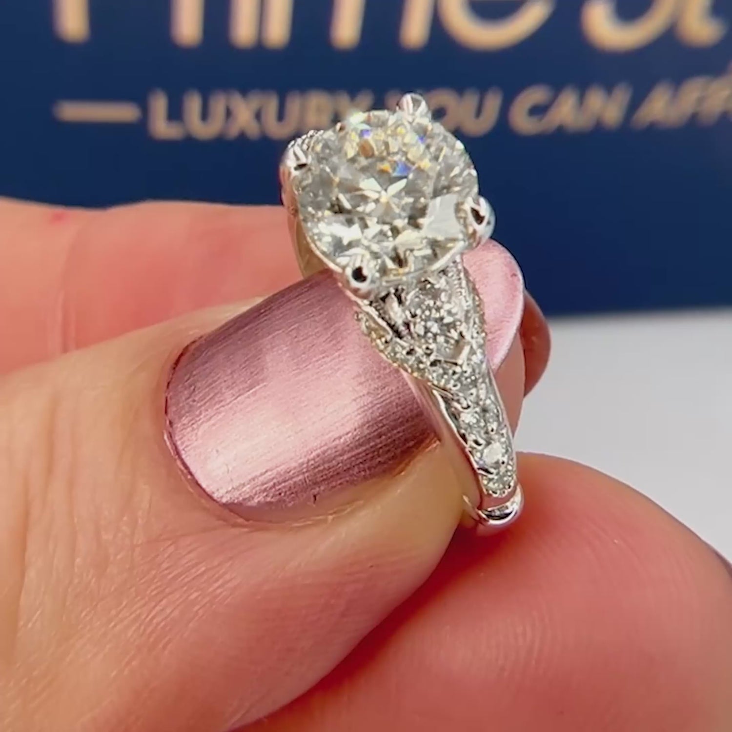 Certified 1.80CT Round Cut Diamond Engagement Ring in 18KT White Gold
