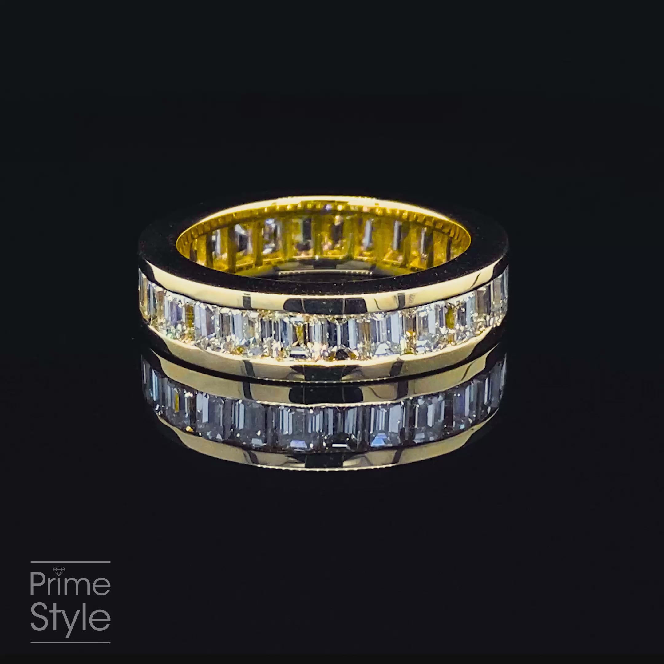 Certified 7.00CT Emerald Cut Diamond Eternity Ring in 14KT Yellow Gold