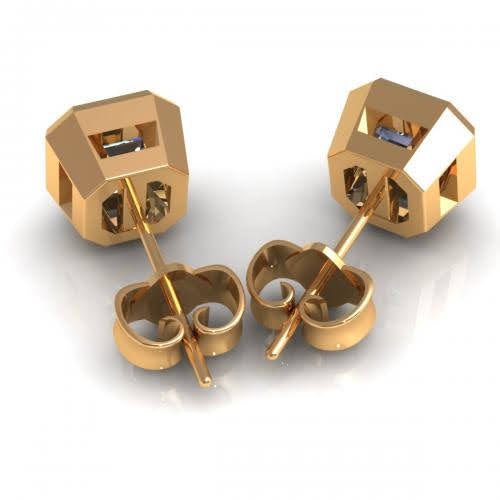 Delightful 0.50CT Asscher Cut Diamond Stud Earrings in 14KT Yellow Gold - Primestyle.com