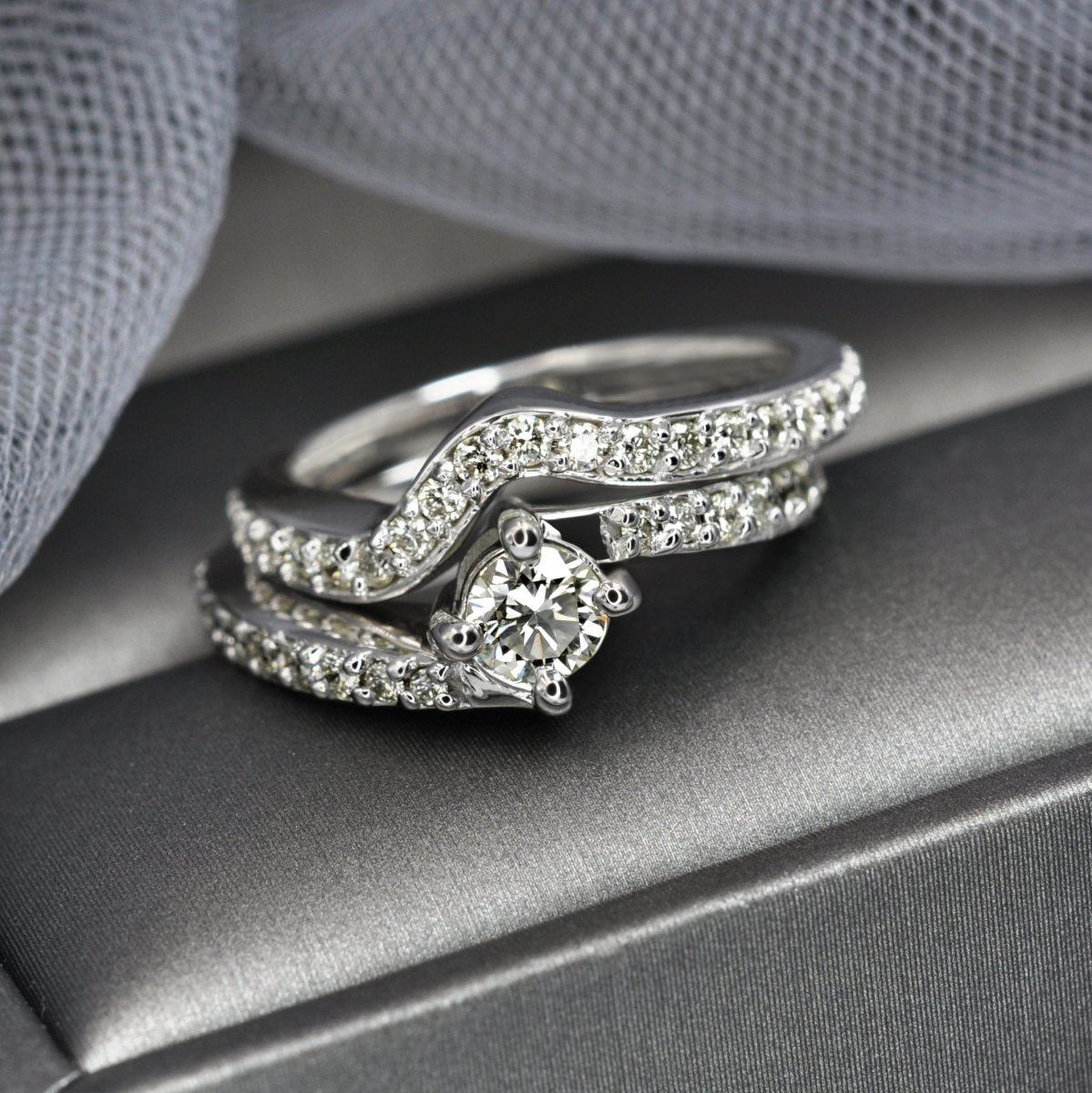 Delightful 1.05 CT Round Cut Diamond Bridal Set in 14KT White Gold