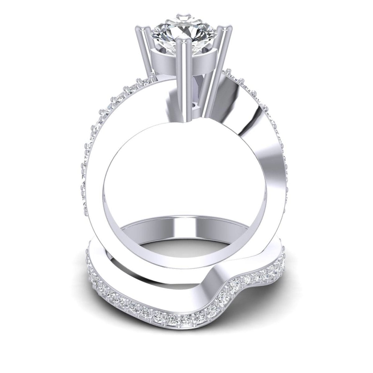Delightful 1.05 CT Round Cut Diamond Bridal Set in 14KT White Gold