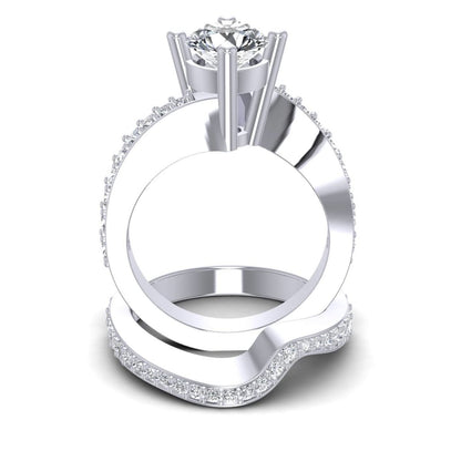 Delightful 1.05 CT Round Cut Diamond Bridal Set in 14KT White Gold - Primestyle.com