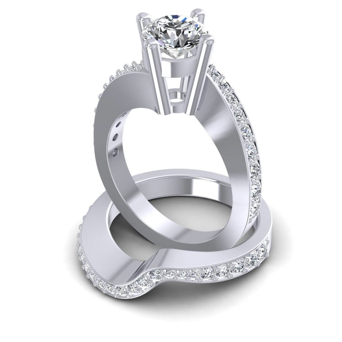 Delightful 1.05 CT Round Cut Diamond Bridal Set in 14KT White Gold