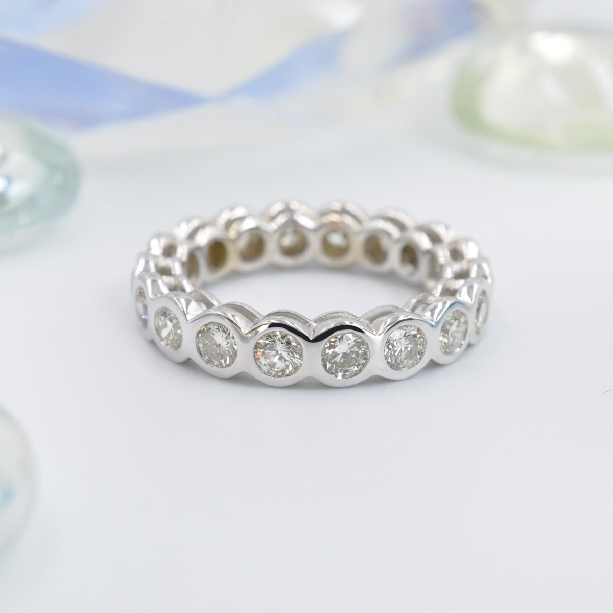 Delightful 1.50 CT Round Cut Diamond Eternity Ring in 14KT White Gold - Primestyle.com