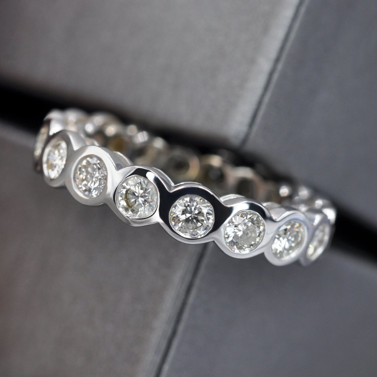 Delightful 1.50 CT Round Cut Diamond Eternity Ring in 14KT White Gold - Primestyle.com