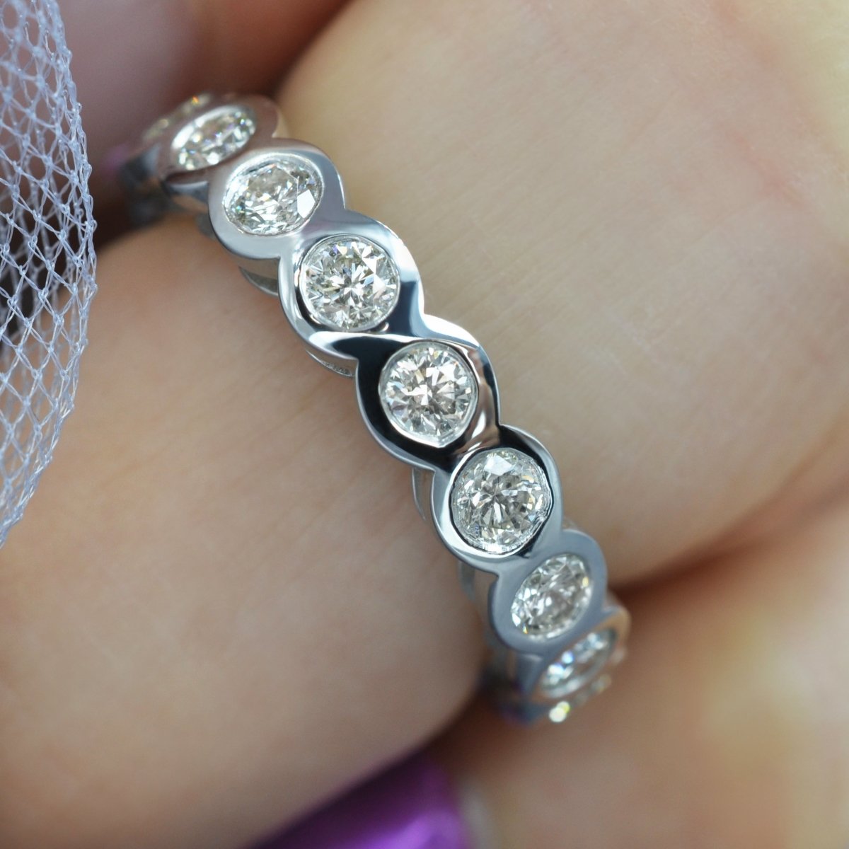 Delightful 1.50 CT Round Cut Diamond Eternity Ring in 14KT White Gold - Primestyle.com