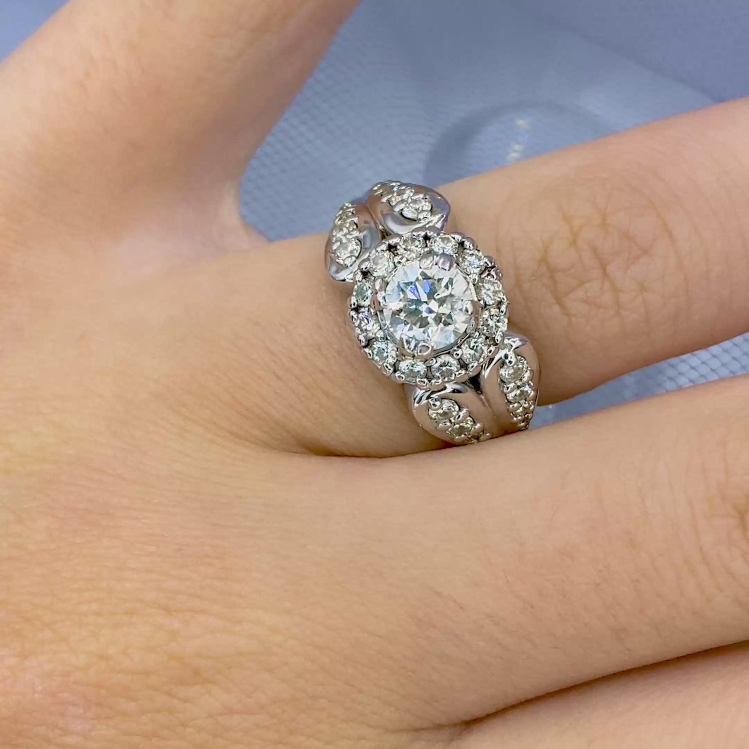 Rare 1.55CT Round Cut Diamond Engagement Ring in 14KT White Gold