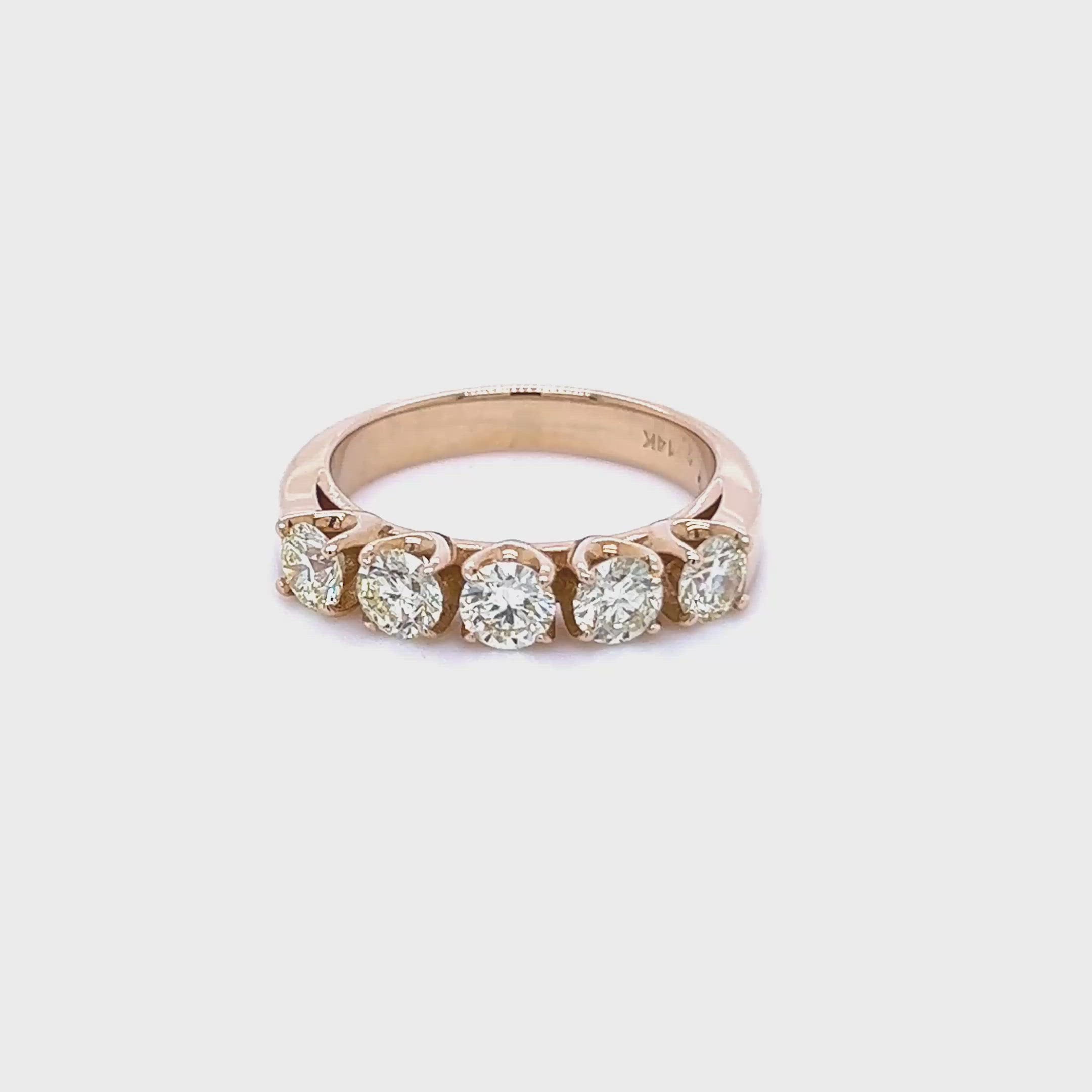 Certified 1.50 CT Round Cut Diamond Wedding Band in 14 KT Yellow Gold