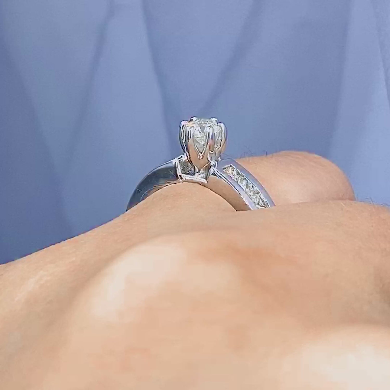 Inexpensive 1.25CT Round Cut Diamond Engagement Ring in 14KT White Gold