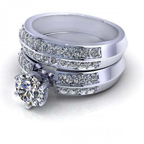 Ecstatic 1.15CT Round Cut Diamond Bridal Set in 14KT White Gold