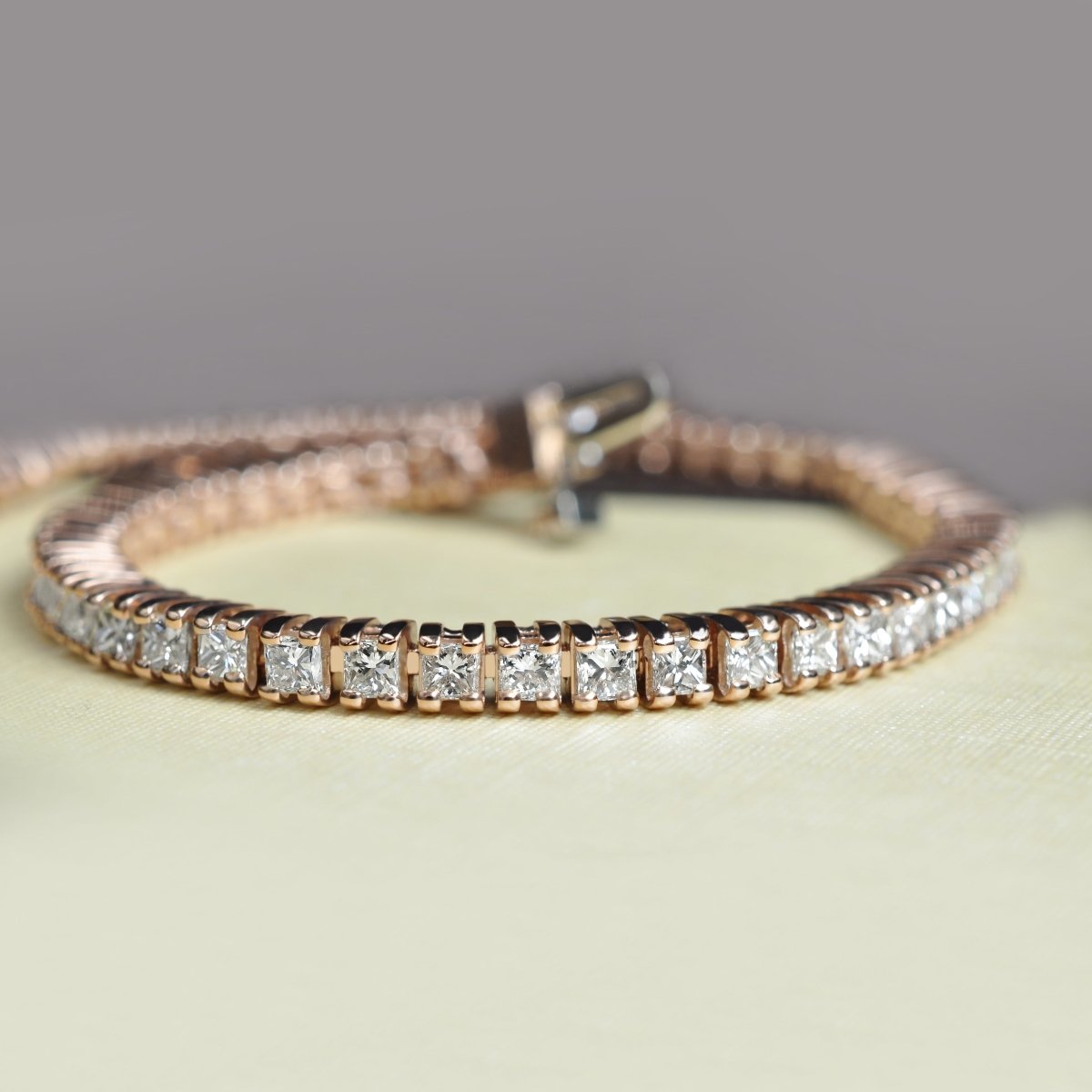 Ecstatic 5.00 CT Princess Cut Diamond Tennis Bracelet in 14KT Rose Gold - Primestyle.com