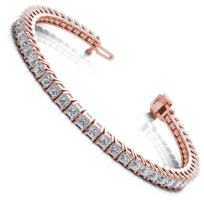 Ecstatic 5.00 CT Princess Cut Diamond Tennis Bracelet in 14KT Rose Gold