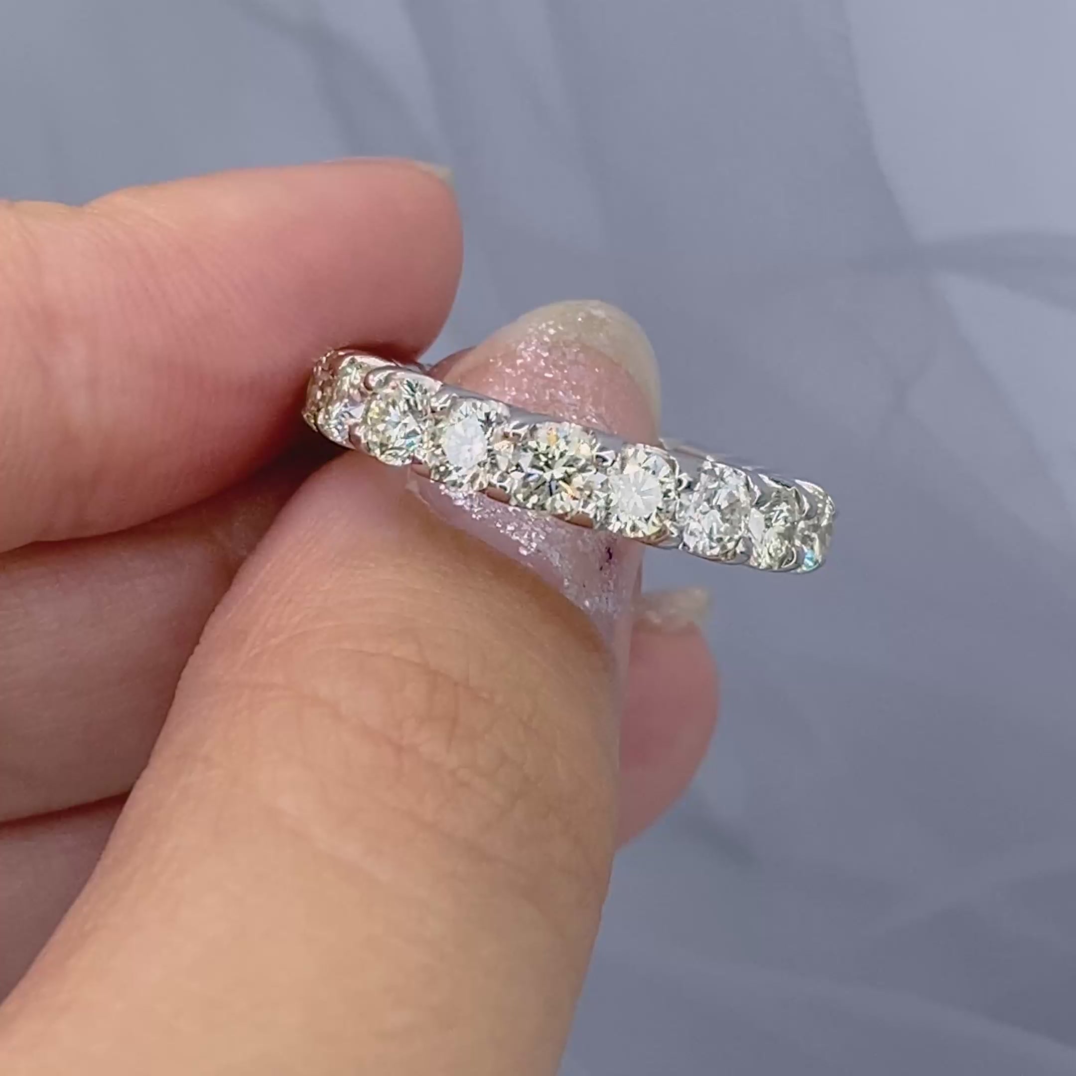 Fancy 4.00 CT Round Cut Diamond Eternity Ring in 14KT White Gold