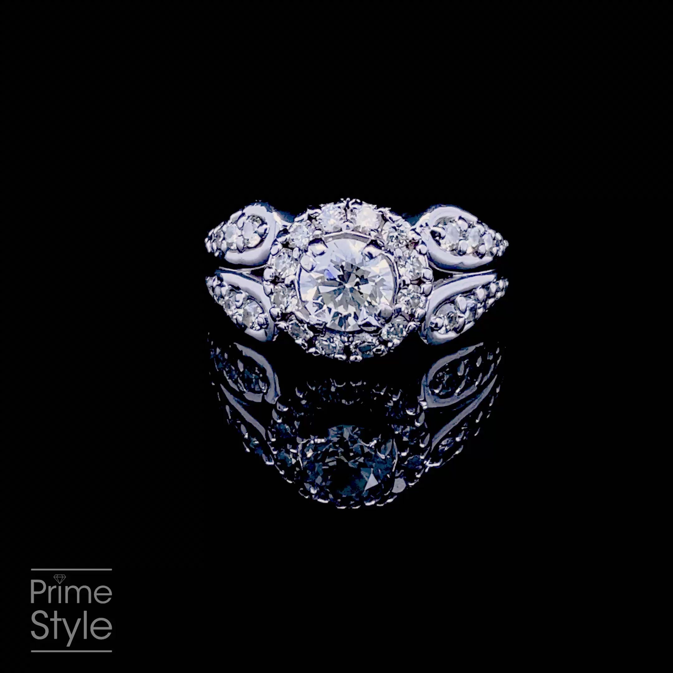 Rare 1.55CT Round Cut Diamond Engagement Ring in 14KT White Gold