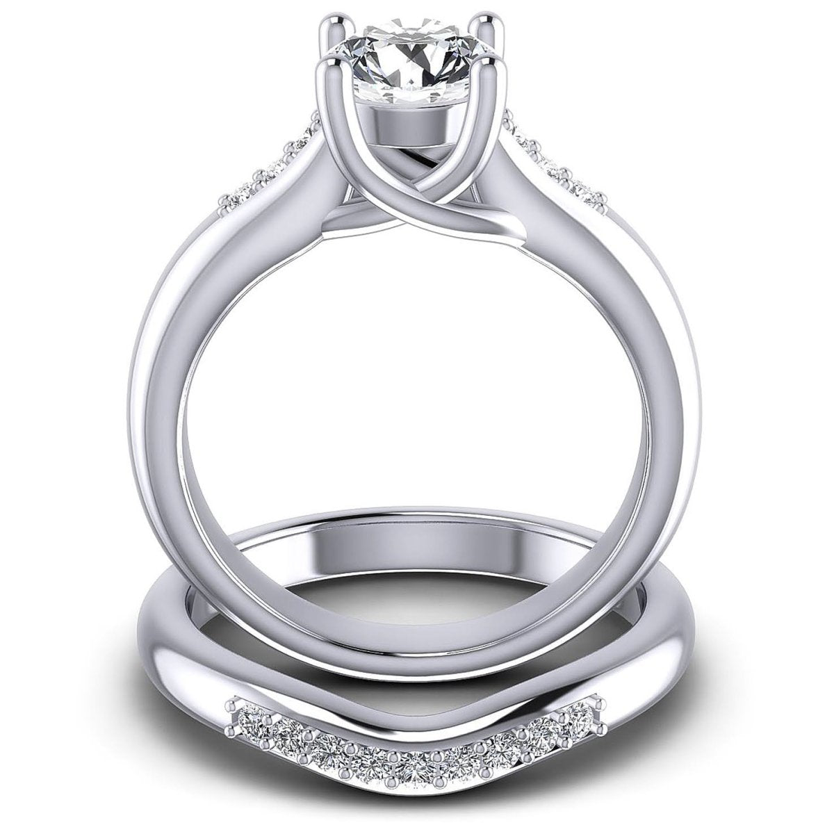 Elegant 0.60CT Round Cut Diamond Bridal Set in 14KT White Gold