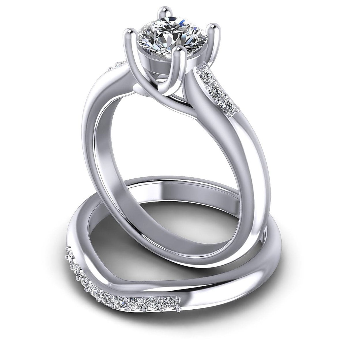 Elegant 0.60CT Round Cut Diamond Bridal Set in 14KT White Gold - Primestyle.com