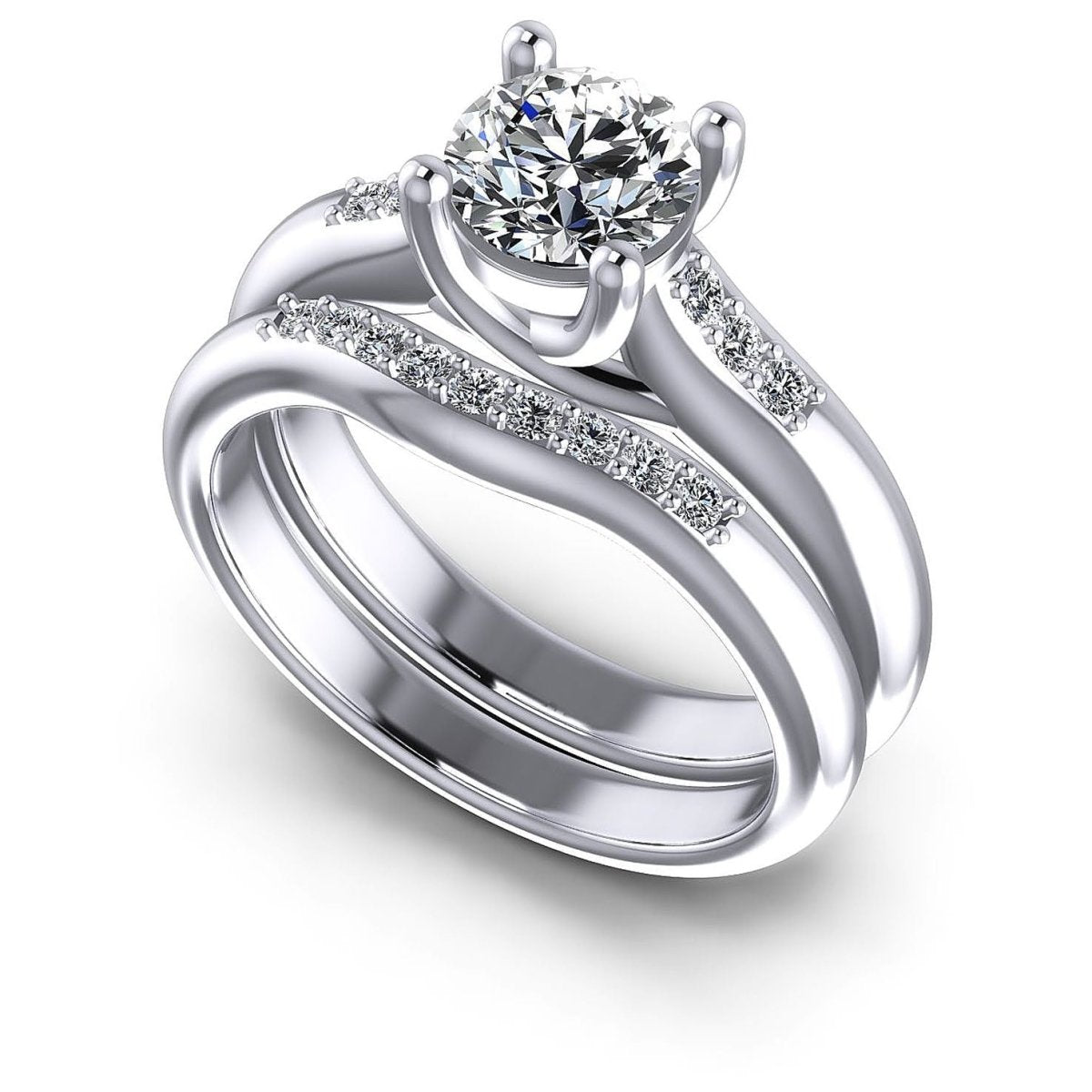 Elegant 0.60CT Round Cut Diamond Bridal Set in 14KT White Gold