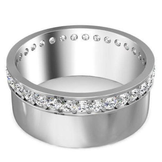 Elegant 1.00CT Round Cut Diamond Mens Wedding Band in 14KT White Gold - Primestyle.com