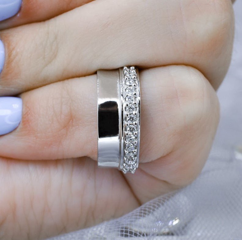 Elegant 1.00CT Round Cut Diamond Mens Wedding Band in 14KT White Gold - Primestyle.com