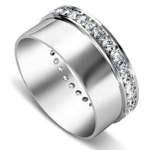 Elegant 1.00CT Round Cut Diamond Mens Wedding Band in 14KT White Gold - Primestyle.com