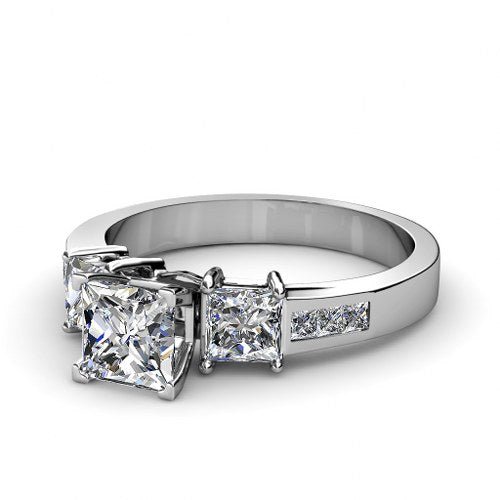 Elegant 1.20 CT Princess Cut Diamond Engagement Ring in 14 KT White Gold - Primestyle.com