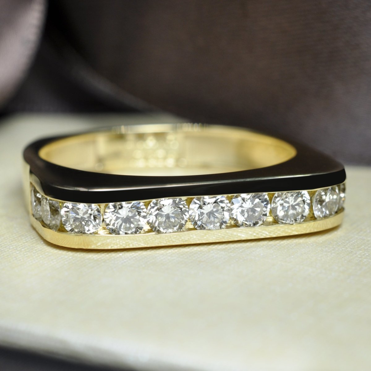 Elegant 1.50 CT Round Cut Diamond Mens Wedding Band in 18KT Yellow Gold - Primestyle.com