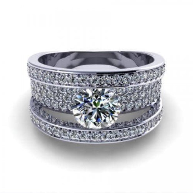 Elegant 3.30CT Round cut Engagement Ring in 14KT White Gold - Primestyle.com
