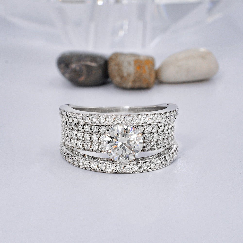 Elegant 3.30CT Round cut Engagement Ring in 14KT White Gold - Primestyle.com