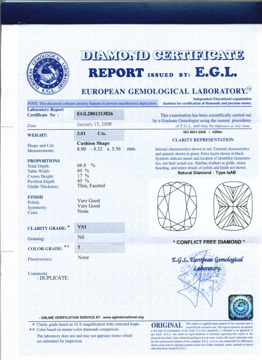 Elegant 3.86 CT Cushion and Round Cut Diamond Engagement Ring in Platinum