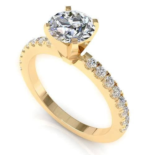 Exclusive 0.75CT Round Cut Diamond Engagement Ring in 18KT Yellow Gold - Primestyle.com