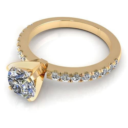 Exclusive 0.75CT Round Cut Diamond Engagement Ring in 18KT Yellow Gold - Primestyle.com