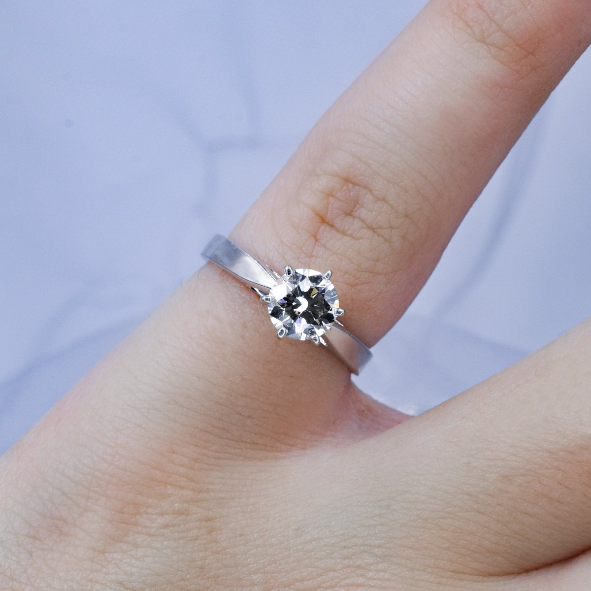 Exclusive 0.80 CT Round Cut Diamond Solitaire Ring in 14KT White Gold - Primestyle.com