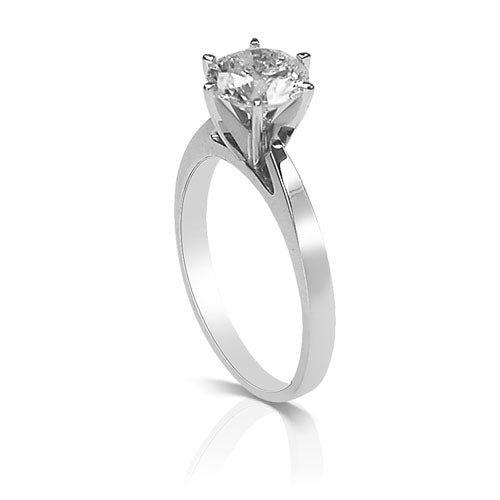 Exclusive 0.80 CT Round Cut Diamond Solitaire Ring in 14KT White Gold - Primestyle.com