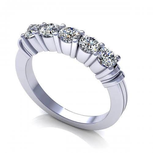 Exclusive 0.80CT Round Cut Diamond Wedding Band in 14KT White Gold - Primestyle.com