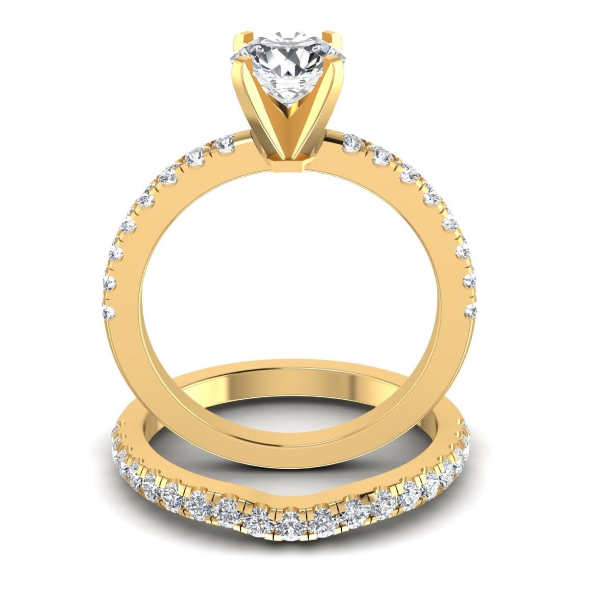 Exquisite 1.20CT Round Cut Diamond Bridal Set in 14KT Yellow Gold - Primestyle.com