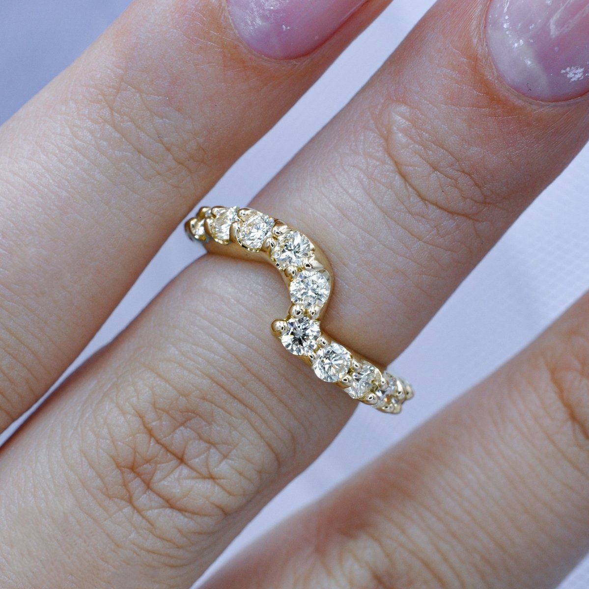 Exquisite 1.30CT Round Cut Diamond Wedding Band in 18KT Yellow Gold - Primestyle.com