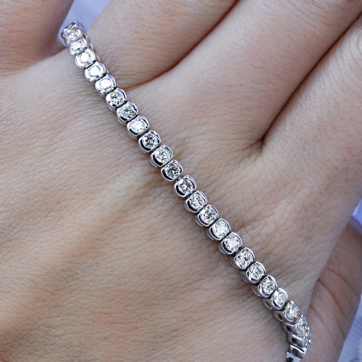 Exquisite 4.00CT Round Cut Diamond Tennis Bracelet in 14KT White Gold - Primestyle.com