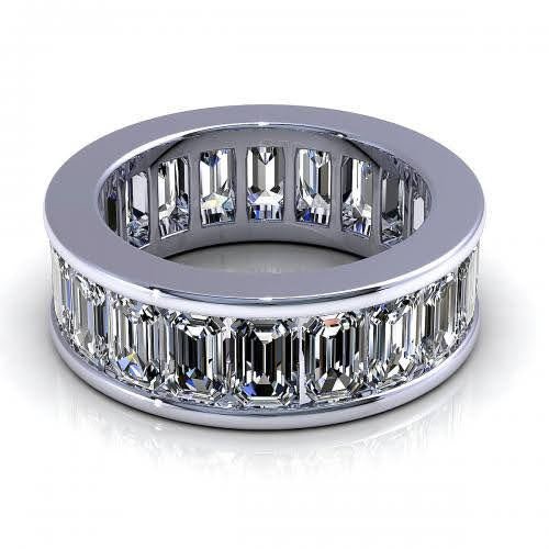 Exquisite 7.00CT Emerald Cut Diamond Eternity Ring in 14KT White Gold - Primestyle.com