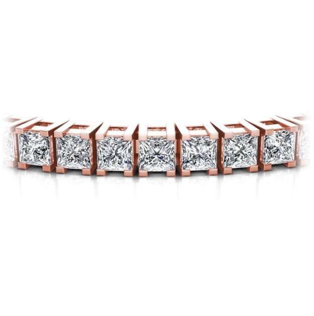 Exquisite 9.00CT Princess Cut Diamond Tennis Bracelet in 14KT Rose Gold - Primestyle.com