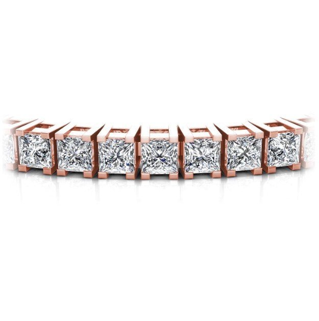 Exquisite 9.00CT Princess Cut Diamond Tennis Bracelet in 14KT Rose Gold