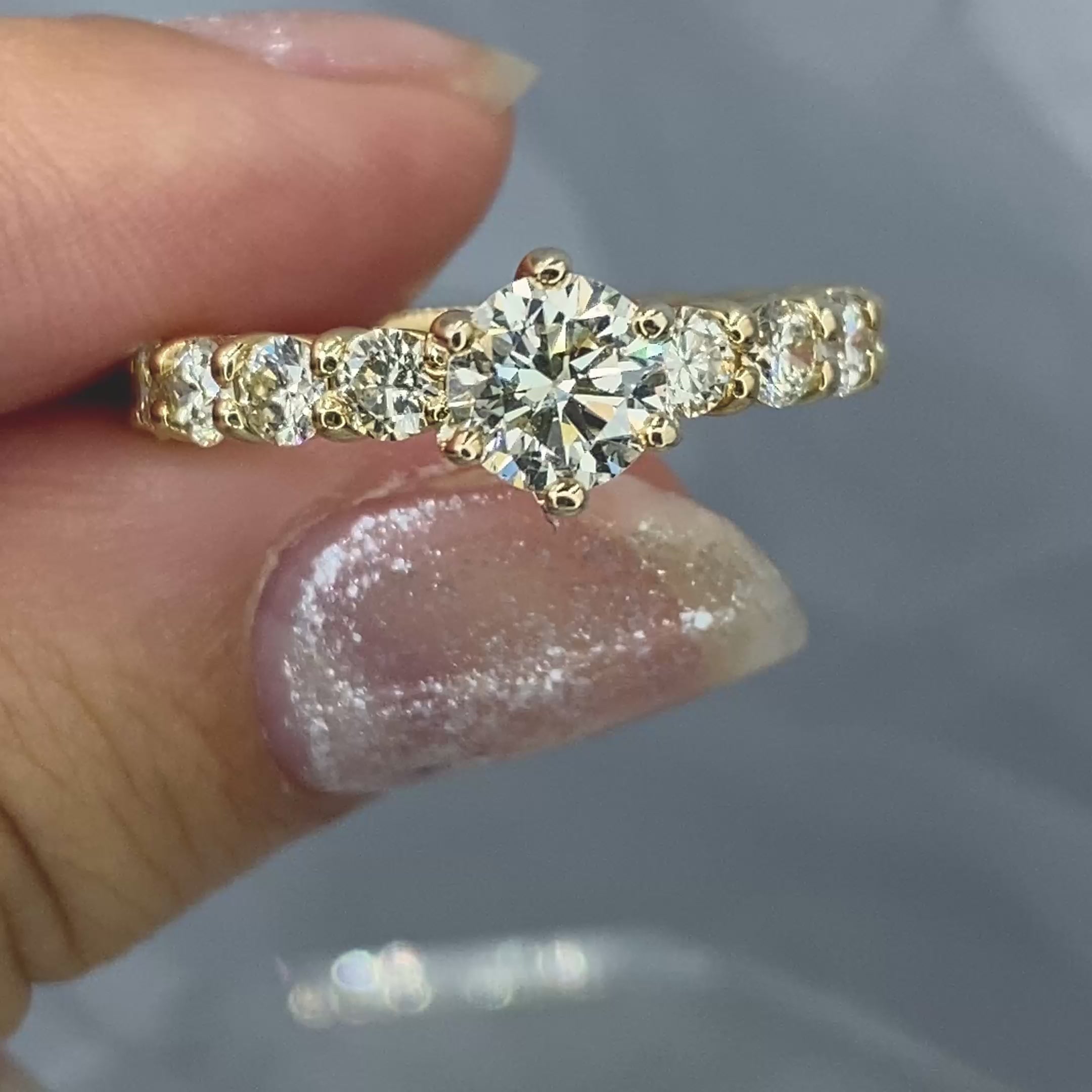 Classy 3.40 CT Round Cut Diamond Engagement Ring in 14KT Yellow Gold