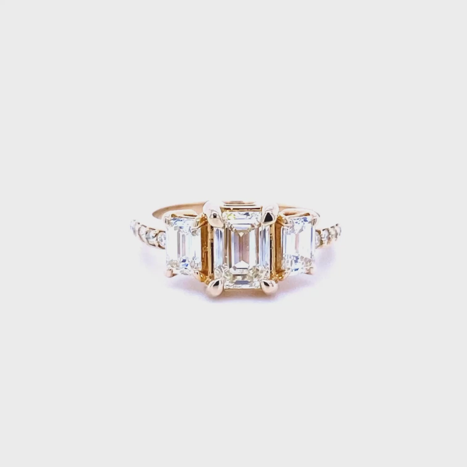 Rare 2.65 CT Emerald and Round Cut Diamond Engagement Ring in 14KT Yellow Gold