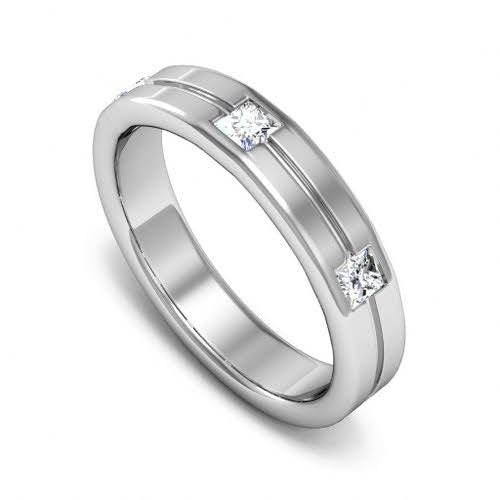 Fabulous 0.75 CT Princess Cut Diamond Mens Wedding Band in 14 KT White Gold - Primestyle.com