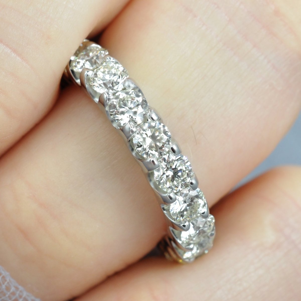 Fancy 4.00 CT Round Cut Diamond Eternity Ring in 14KT White Gold