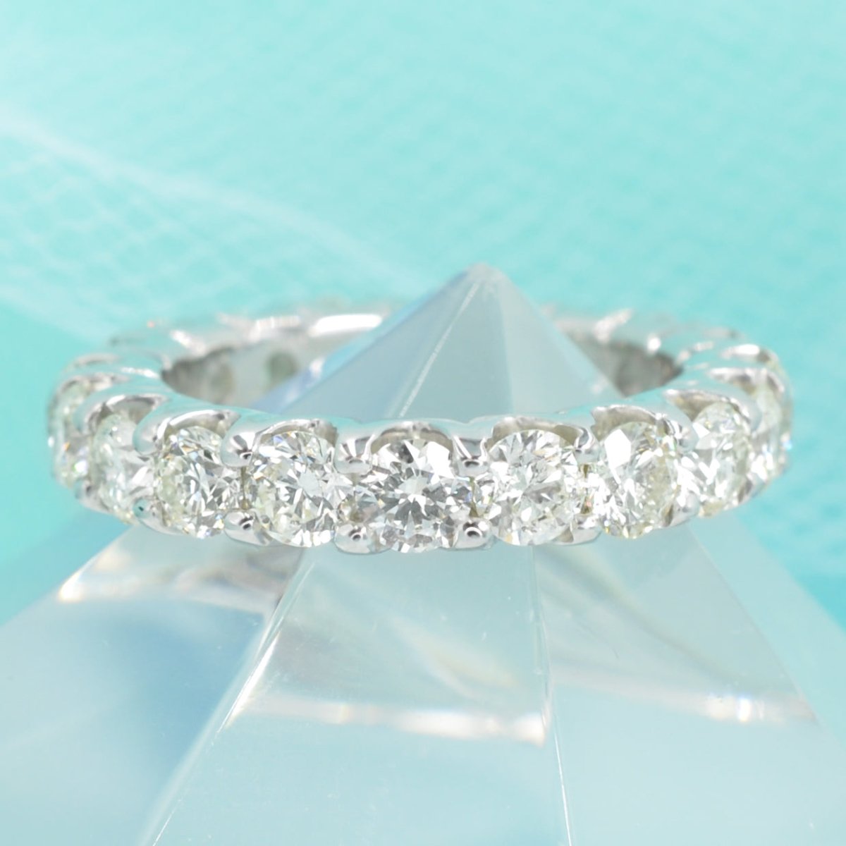 Fancy 4.00 CT Round Cut Diamond Eternity Ring in 14KT White Gold