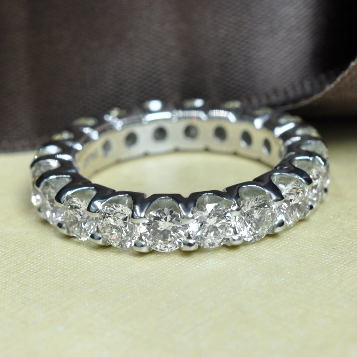 Fancy 4.00 CT Round Cut Diamond Eternity Ring in 14KT White Gold