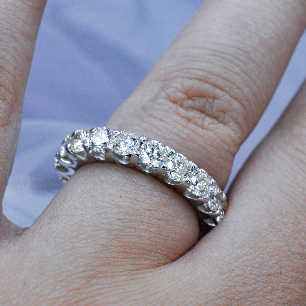 Fancy 4.00 CT Round Cut Diamond Eternity Ring in 14KT White Gold - Primestyle.com