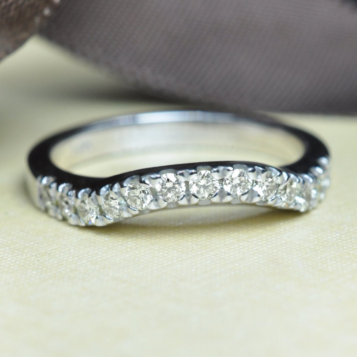 Fashionable 0.30 CT Round Cut Diamond Wedding Band in 14KT White Gold - Primestyle.com