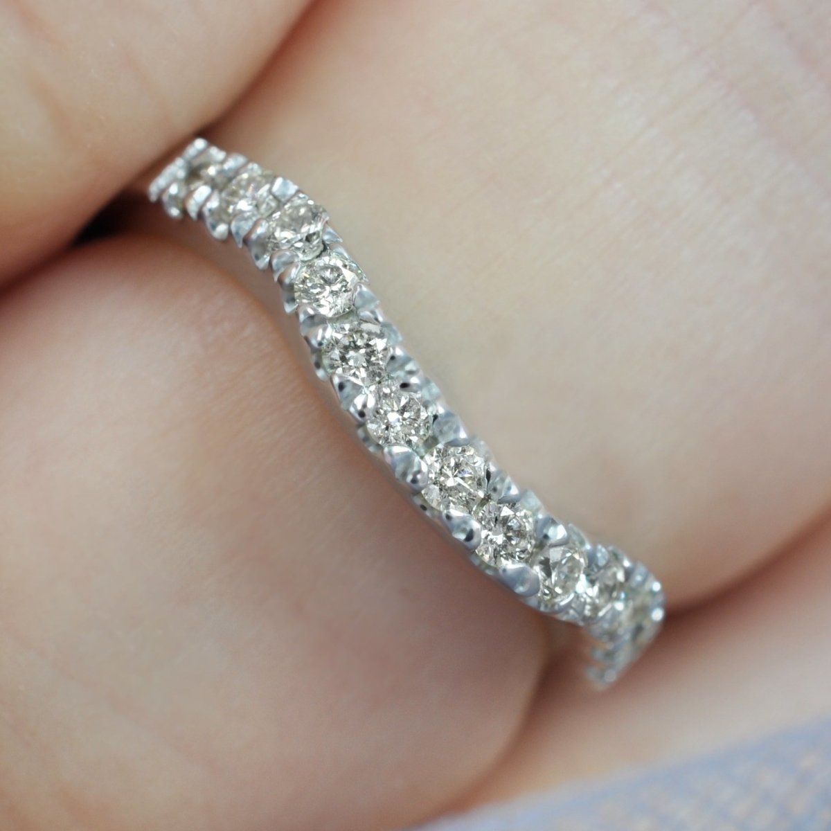 Fashionable 0.30 CT Round Cut Diamond Wedding Band in 14KT White Gold - Primestyle.com